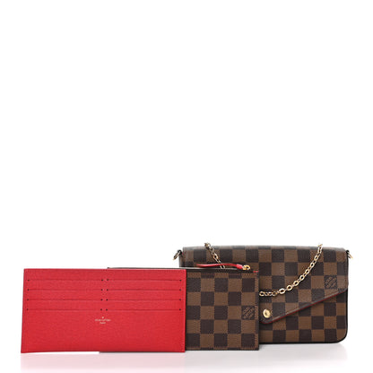Louis Vuitton Damier Ebene Pochette Felicie Chain Wallet 3 of 11