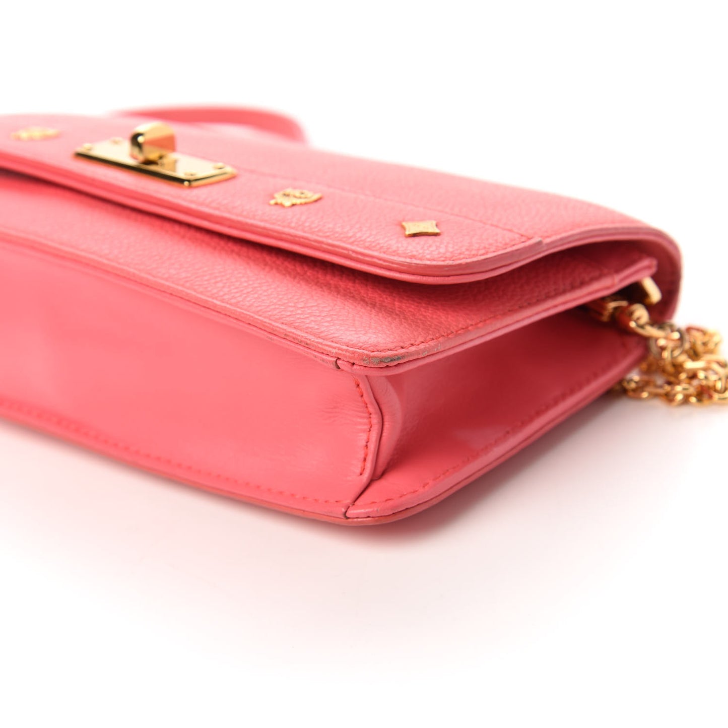 Calfskin Studded Shoulder Bag Pink