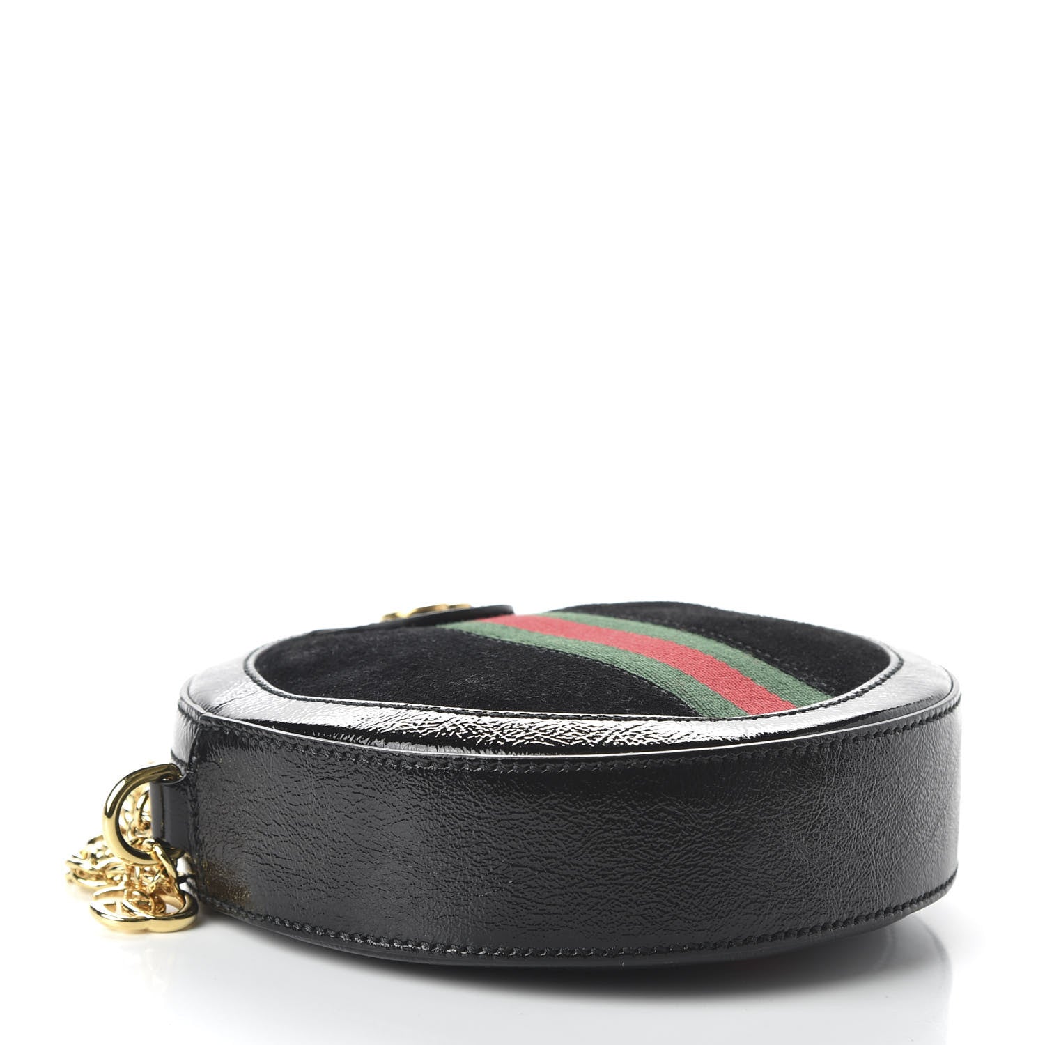 Gucci Suede Patent Web Mini Ophidia Round Shoulder Bag Black 4 of 10