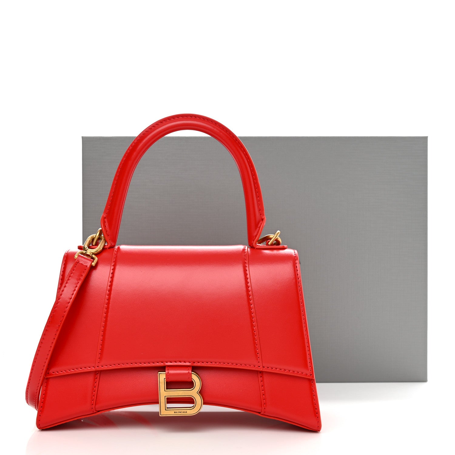 Balenciaga Shiny Box Calfskin Small Hourglass Top Handle Bag Bright Red 11 of 11