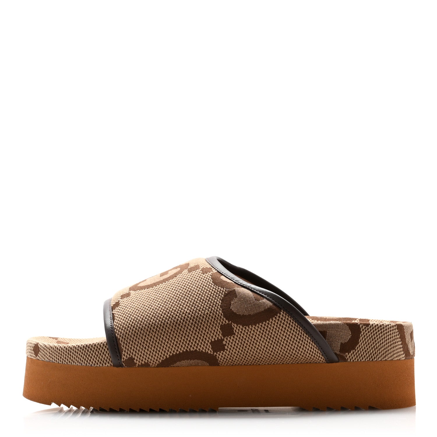 Gucci Monogram Jumbo GG Nappa Samoa Platform 40mm Slide Sandals 39 Camel Ebony New Acero 1 of 8