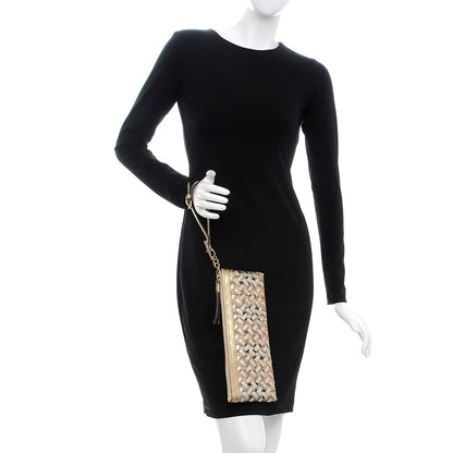 Burberry Woven Leather Nova Check Ashcombe Clutch Gold 2 of 10