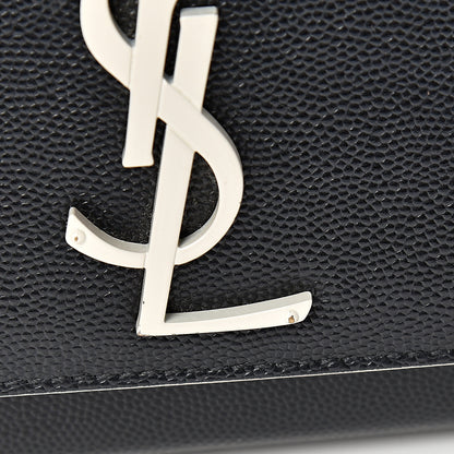 Saint Laurent Grain De Poudre Medium Classic Monogram Kate Satchel Black White 12 of 13
