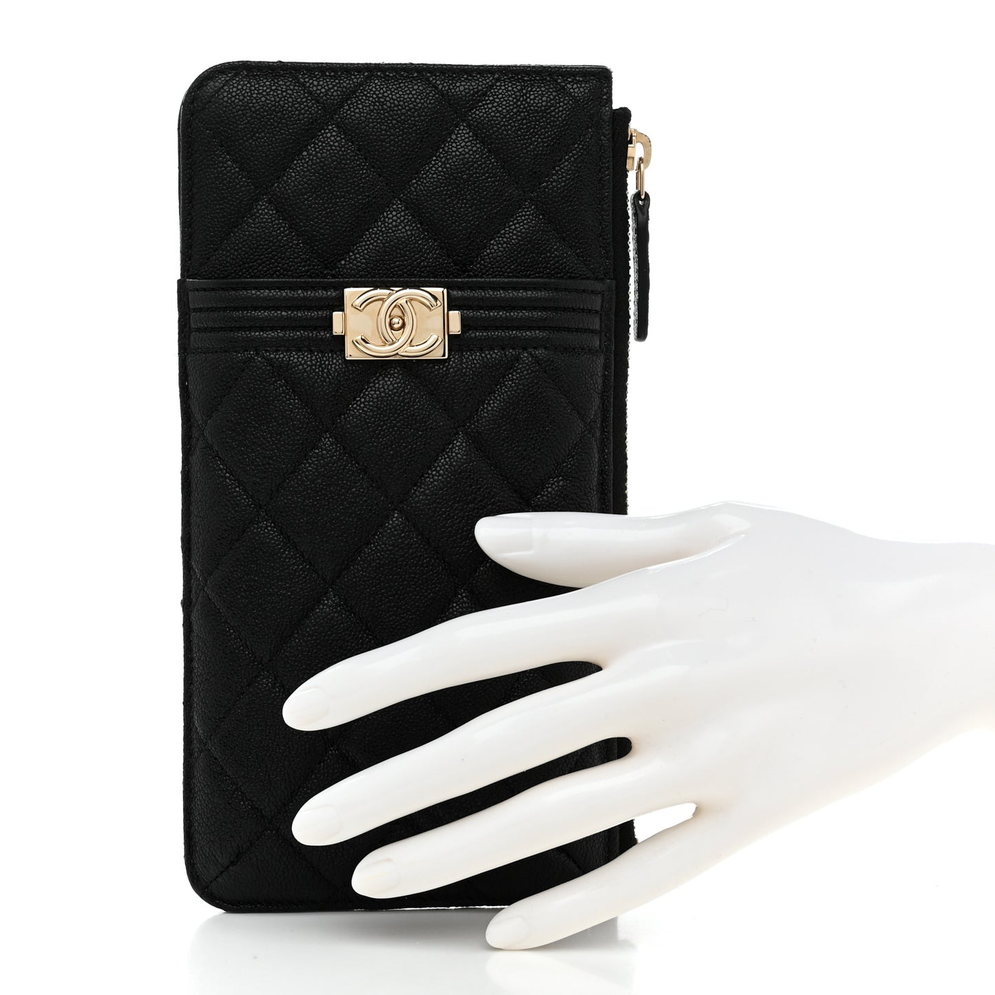 Caviar Quilted Boy iPhone Pouch Black