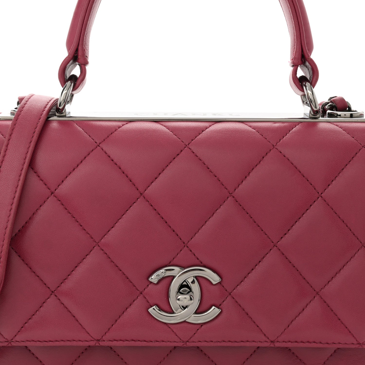 Chanel Lambskin Quilted Medium Trendy CC Flap Dual Handle Bag Dark Pink 8 of 16