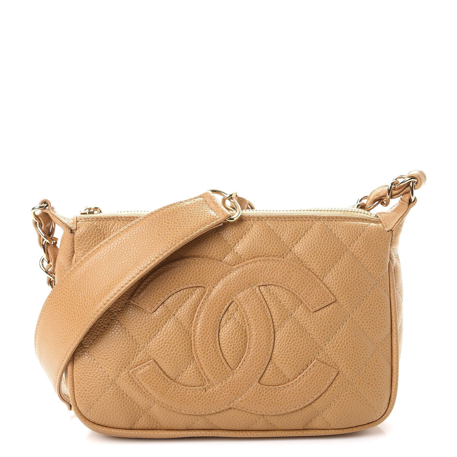 Chanel Caviar Quilted CC Shoulder Bag Beige 1 of 10