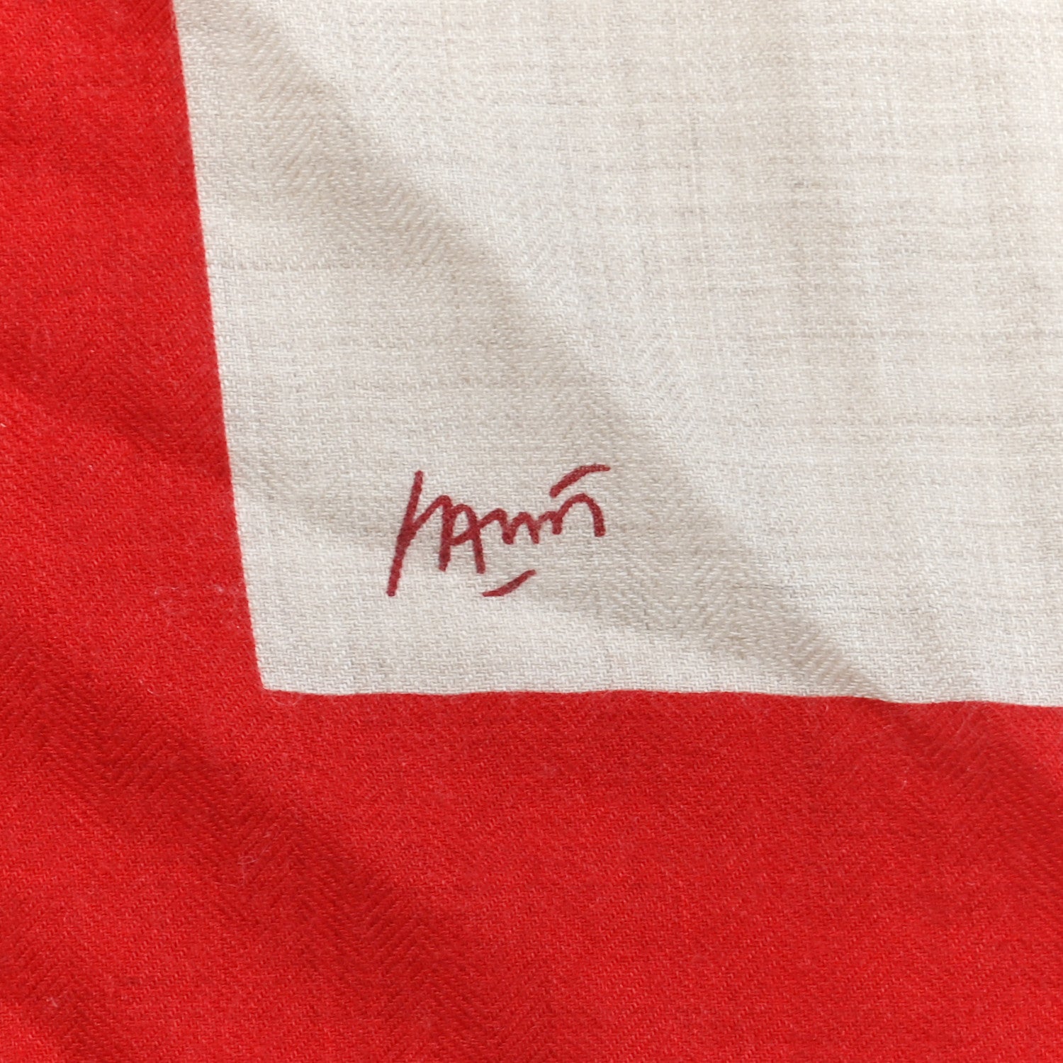 Hermes Cashmere Silk Chevaux Au Pre Shawl 140 Naturel Rouge 5 of 5