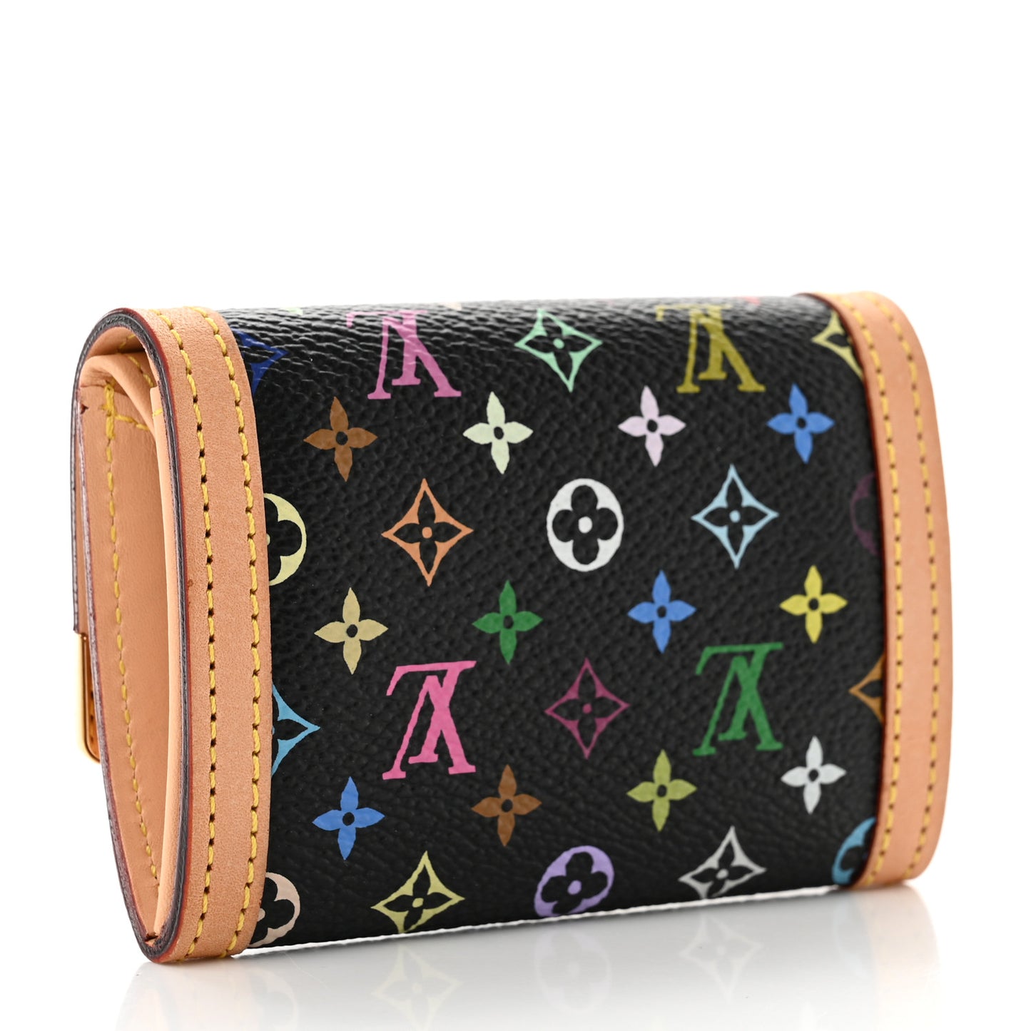 Monogram Multicolor Porte-Monnaie Plat Coin Purse Black