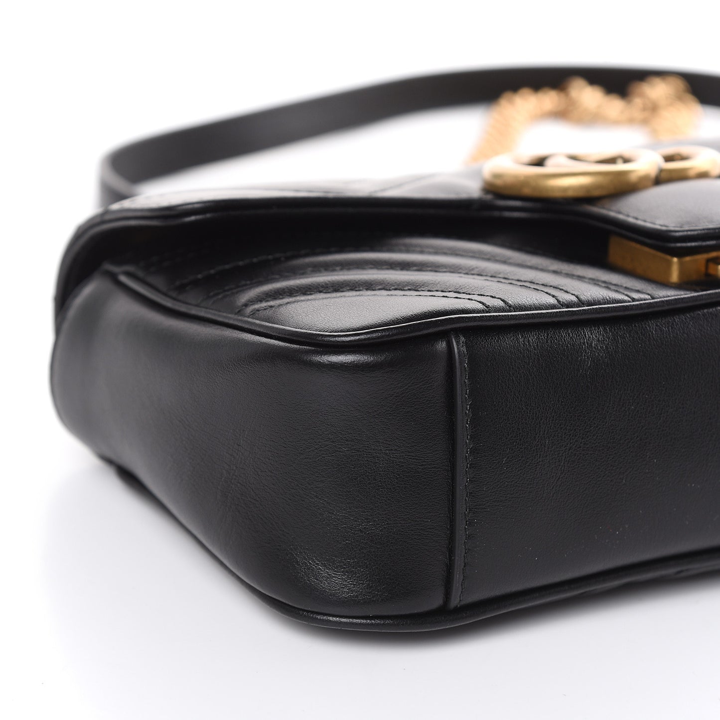 Calfskin Matelasse Mini GG Marmont Shoulder Bag Black