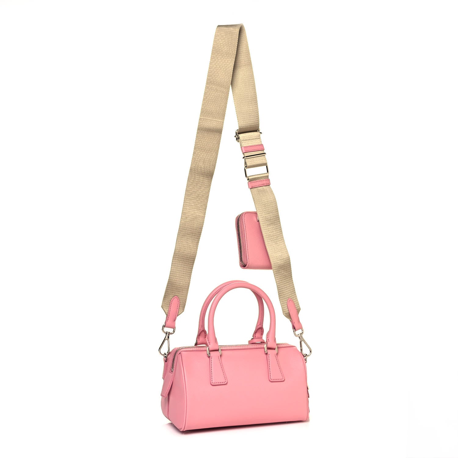 Prada Saffiano Lux Top Handle Crossbody Bag Petalo 3 of 11