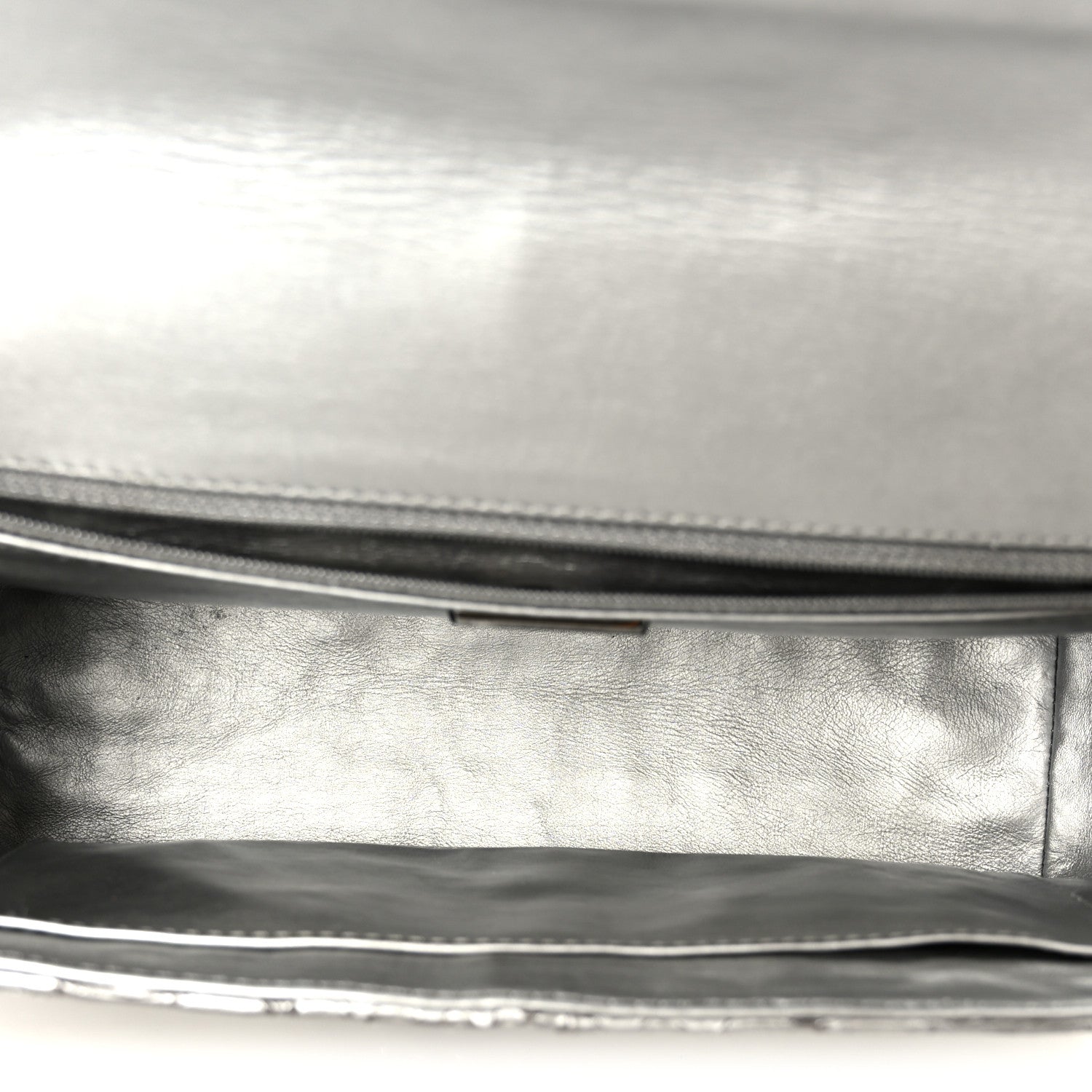 Chanel Metallic Snakeskin Medium Single Flap Silver 5 of 13
