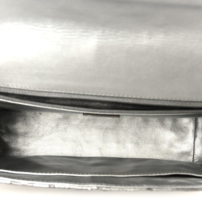 Chanel Metallic Snakeskin Medium Single Flap Silver 5 of 13
