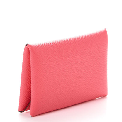 Hermes Epsom Calvi Card Case Rose Azalee 3 of 8