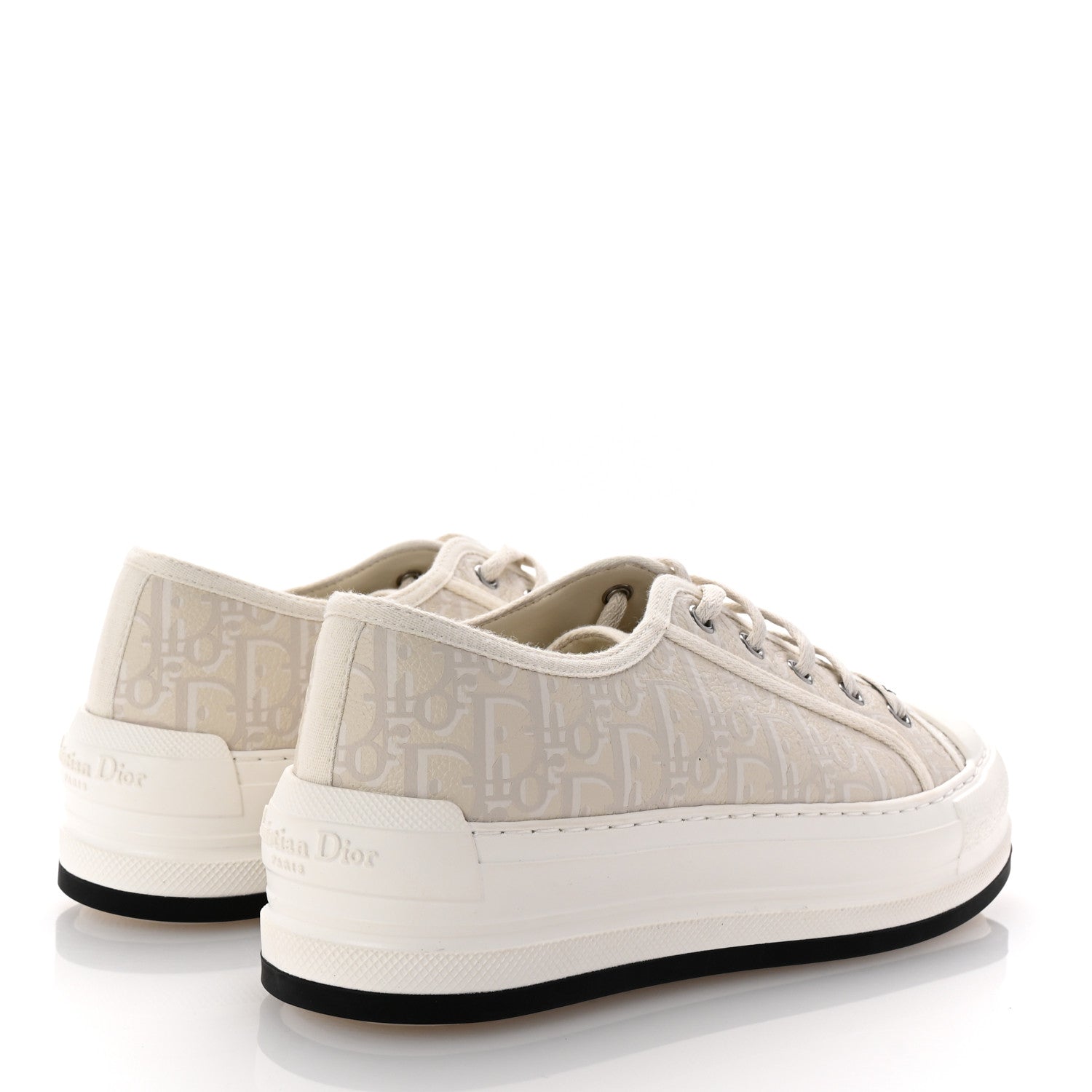 Christian Dior Calfskin Oblique Walk'N 'Dior Low Top Sneakers 38 White Black 5 of 9