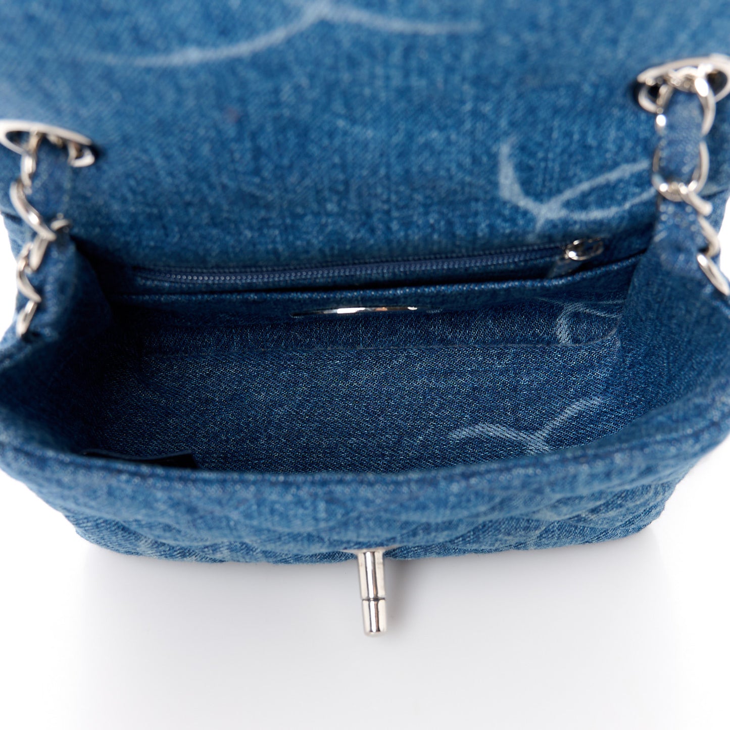 Denim CC Quilted Mini Square Flap Blue