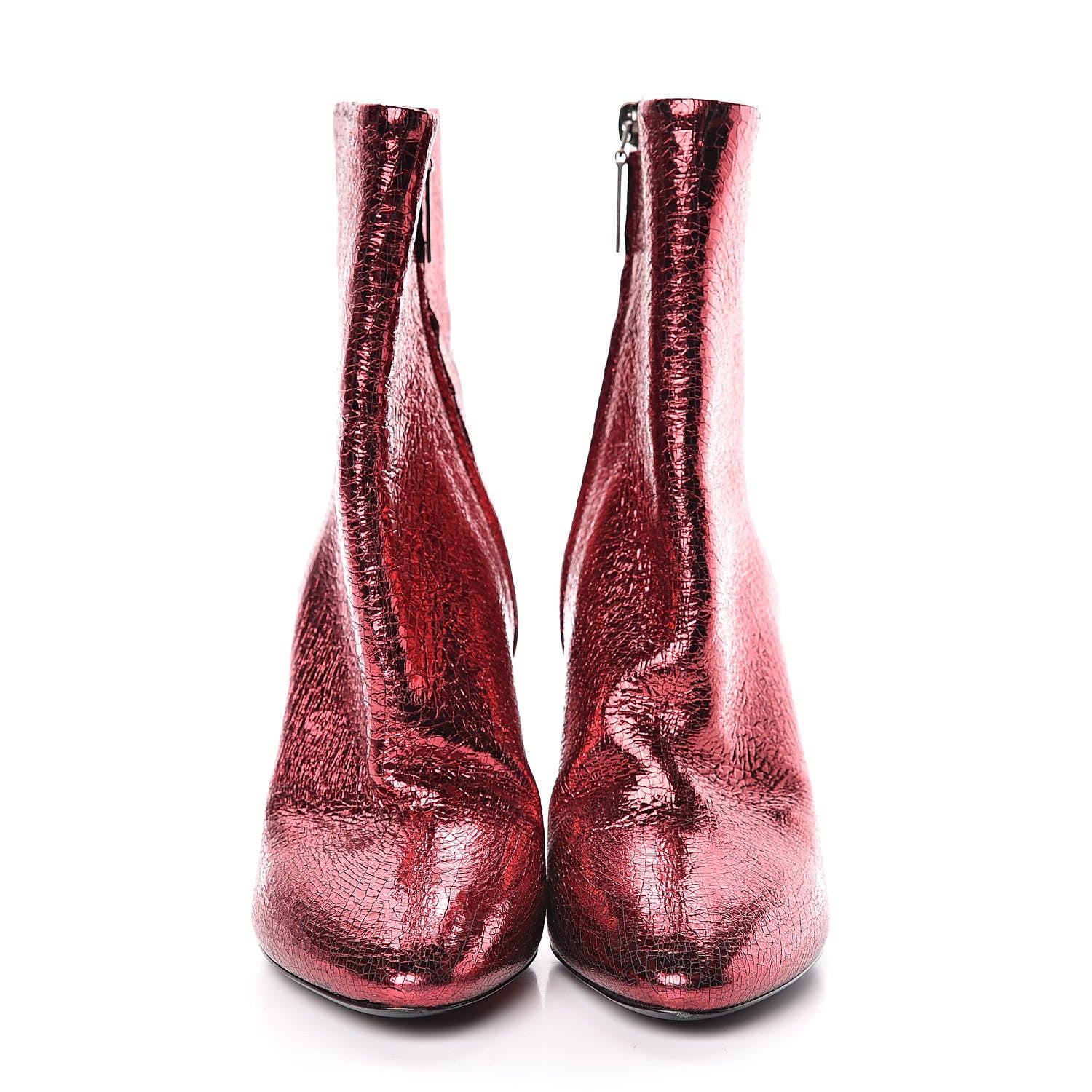 Saint Laurent Metallic Crackled Lou 95 Zip Bootie 36 Metal Barolo 2 of 12