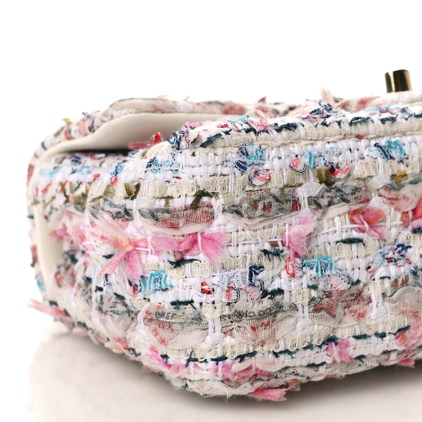 Tweed Quilted Mini Rectangular Flap Ecru Pink Blue Green