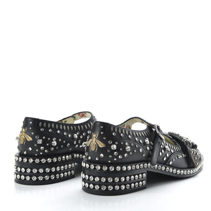 Gucci Calfskin Crystal Studded Womens Queercore Brogue Monk Strap Loafers 40 Black 4 of 11