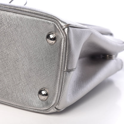 Prada Metallic Saffiano Small Galleria Double Zip Tote Cromo 10 of 13