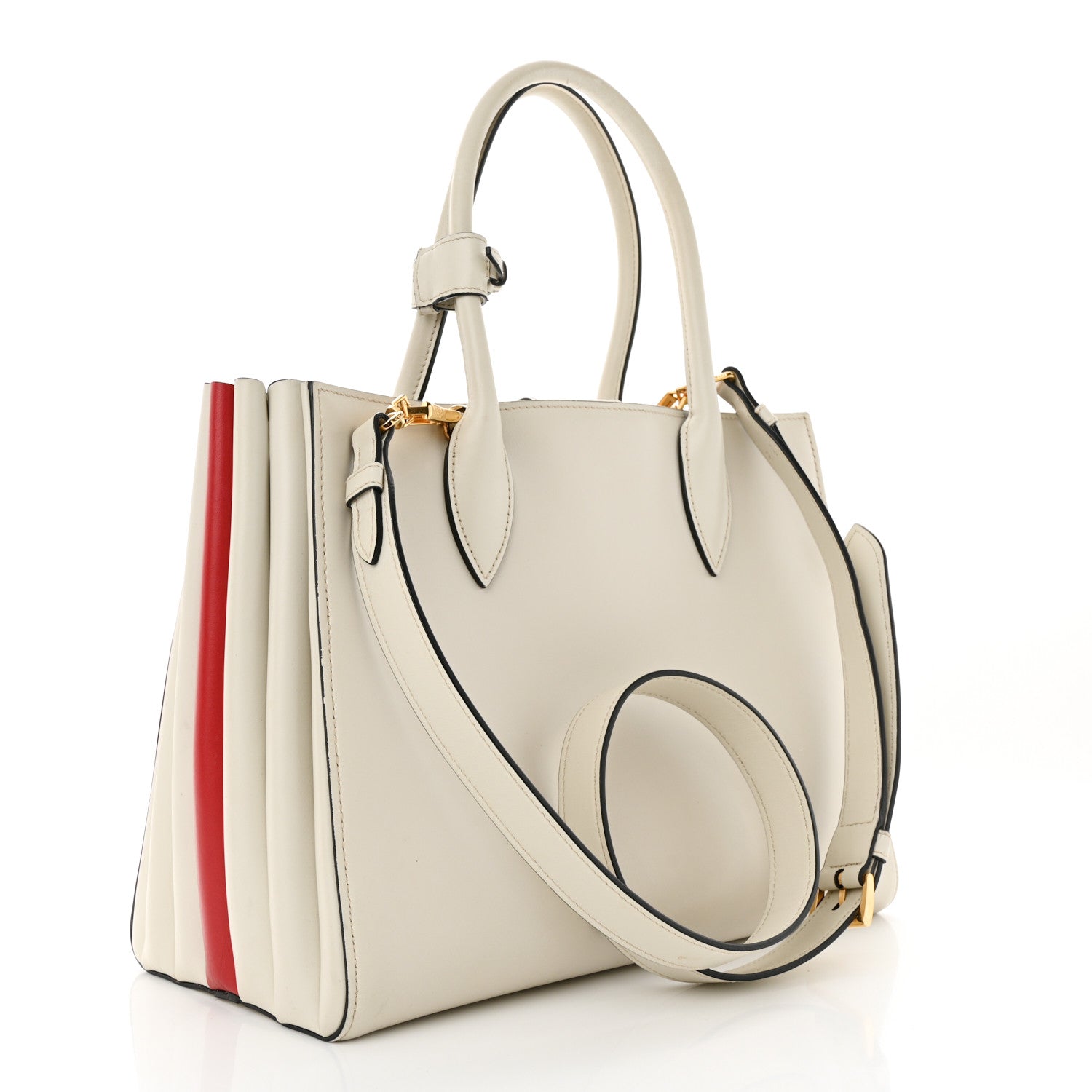 Prada City Calfskin Medium Colorblock Bibliotheque Tote White Fuoco 2 of 14