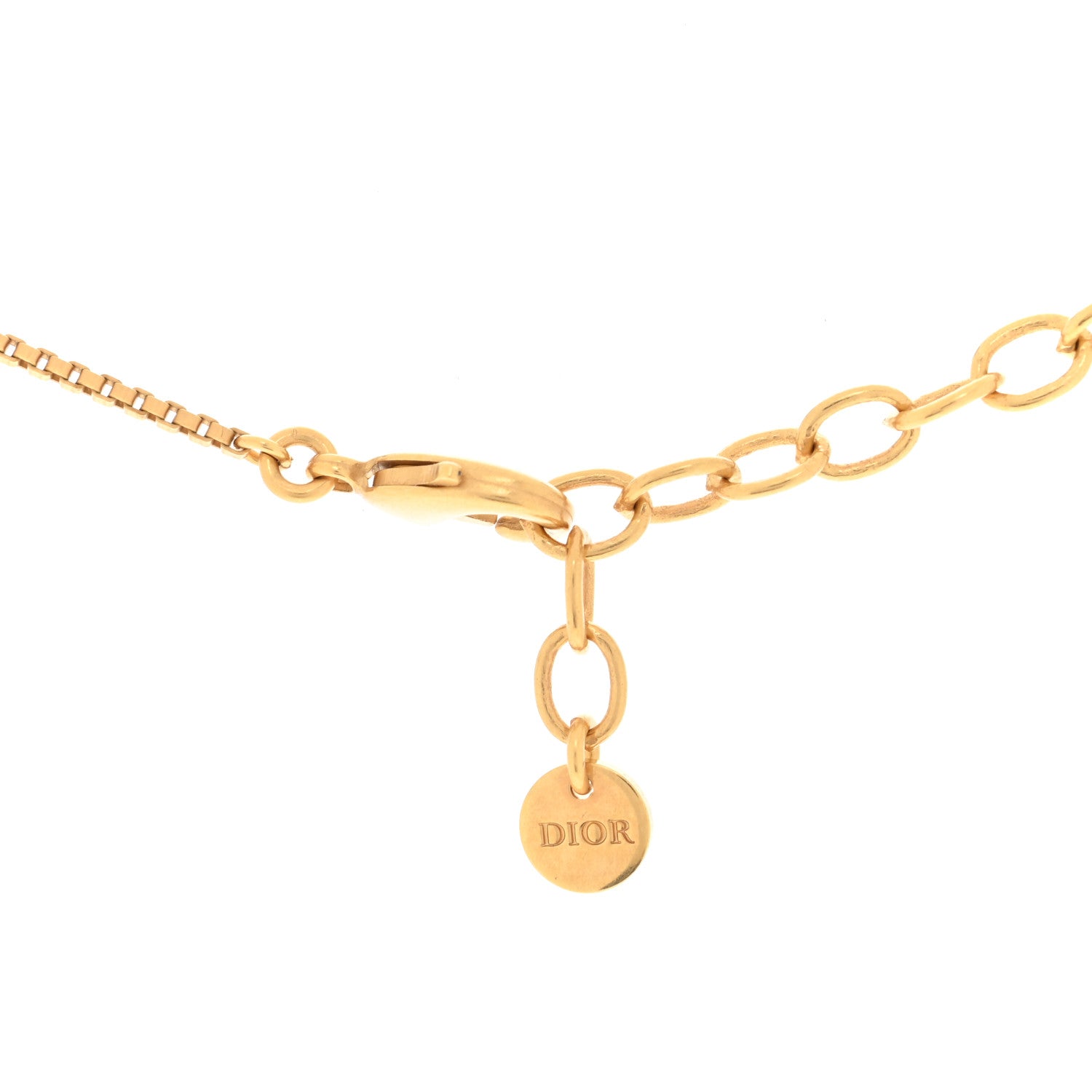 Christian Dior Metal Crystal Petite CD Necklace Gold 3 of 5