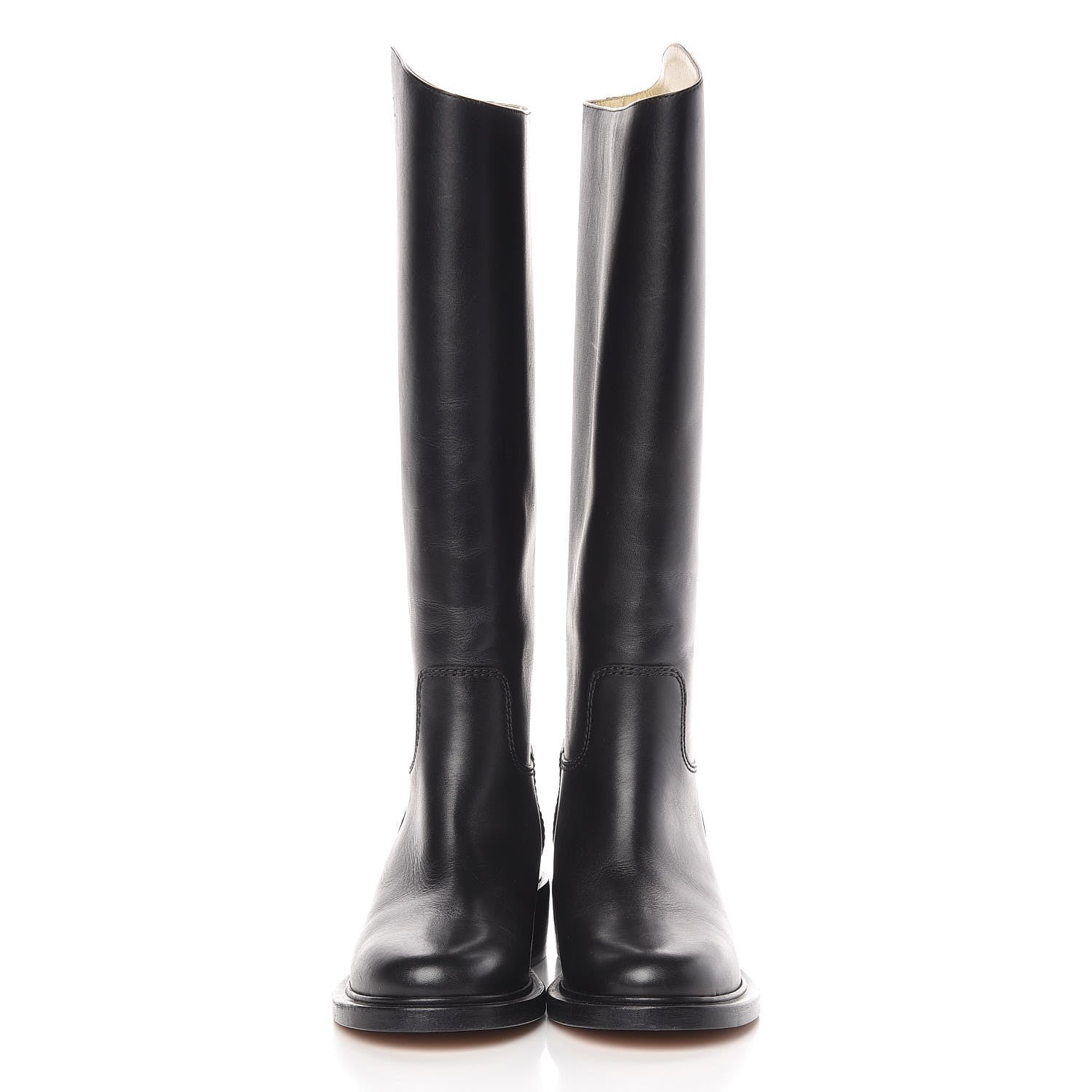 Chanel Calfskin Knee High Boots 38 Black 2 of 13