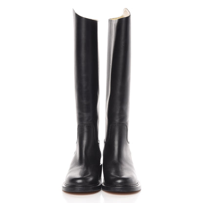 Chanel Calfskin Knee High Boots 38 Black 2 of 13