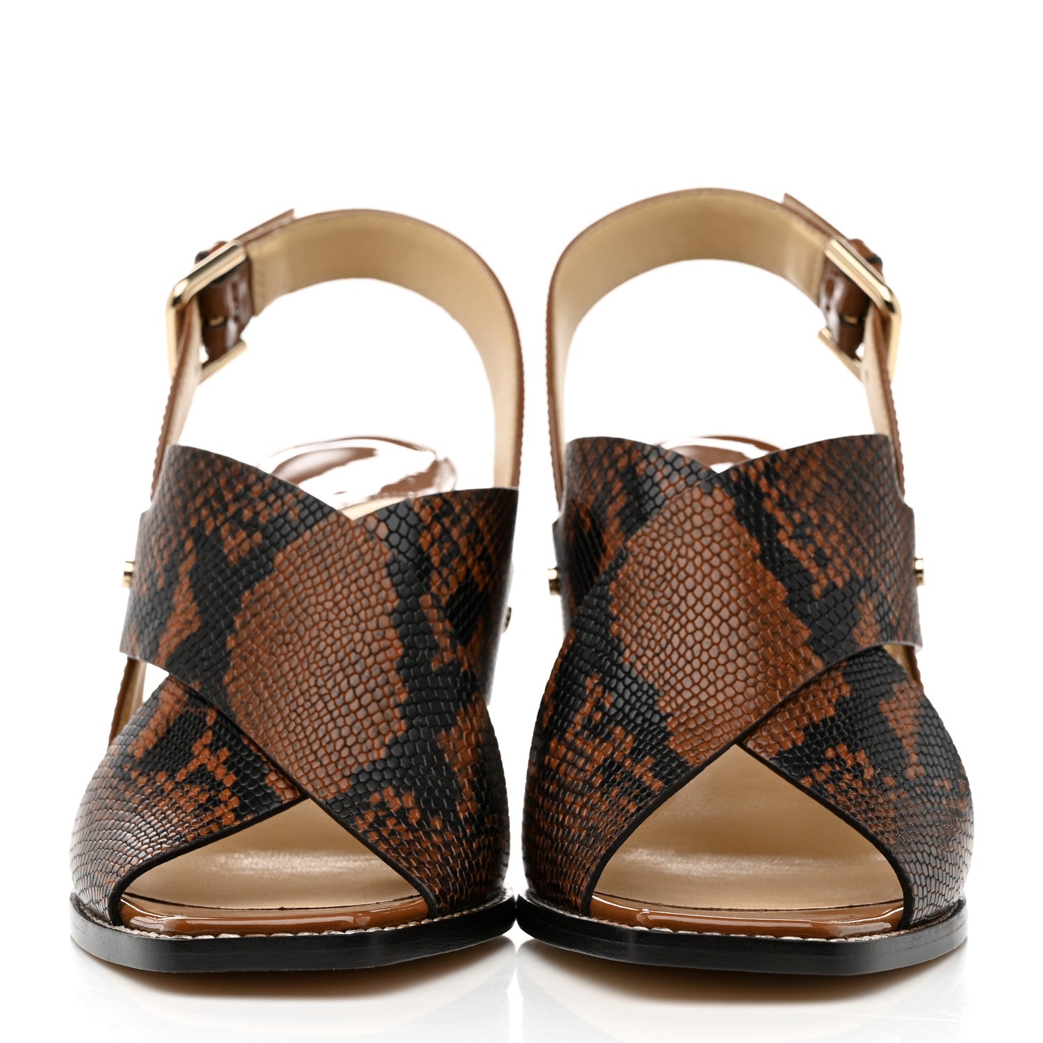 Jimmy Choo Patent Snake Printed AIX 85 Sandals 38.5 Cuoio 2 of 8