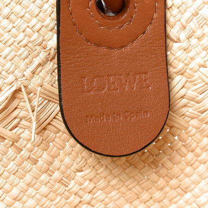 Loewe Calfskin Raffia Paulas Ibiza Medium Anagram Basket Tote Bag Natural Tan 6 of 9