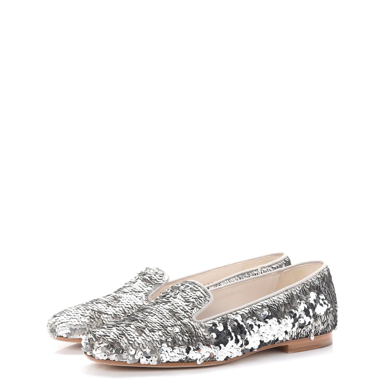 Sequin CC Loafers 36 Silver