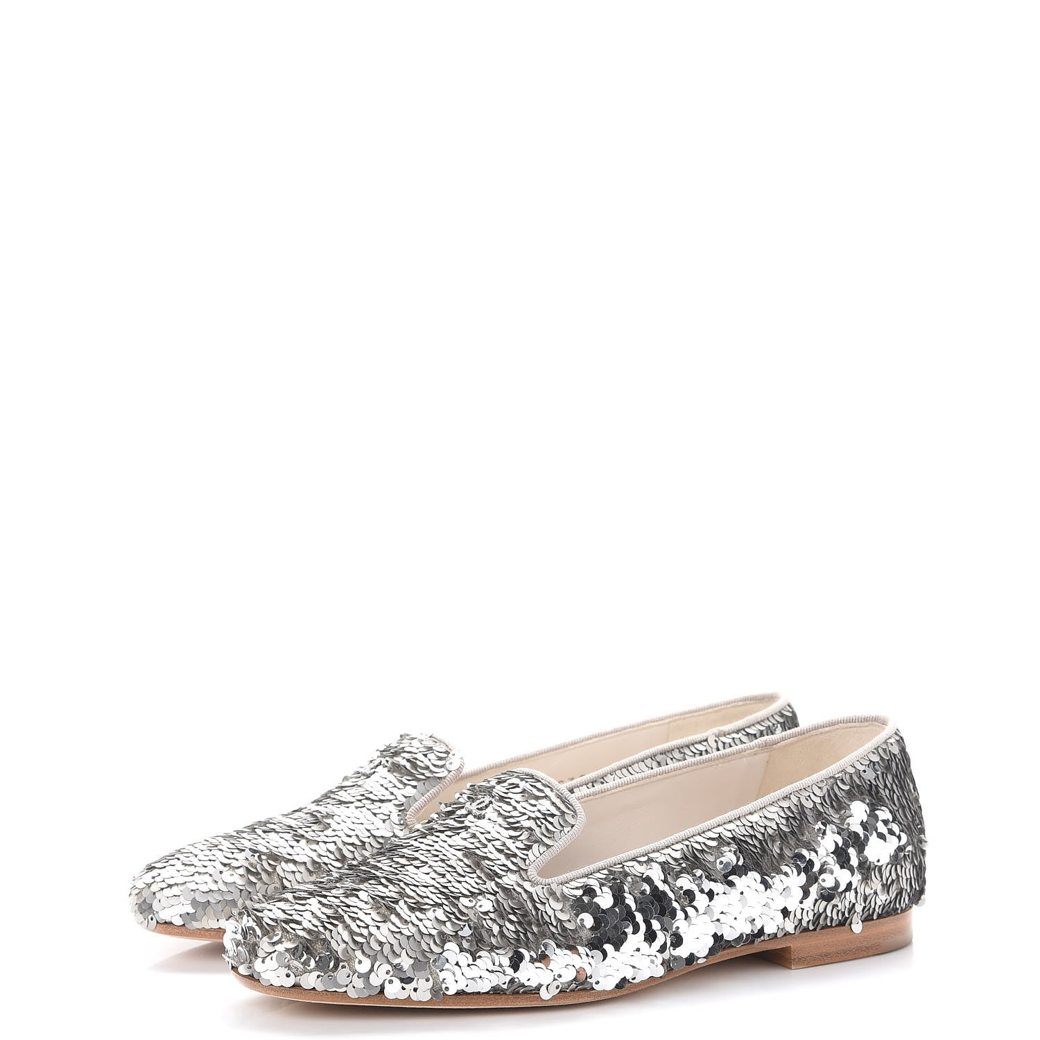 Chanel Sequin CC Loafers 36 Silver 3 of 10