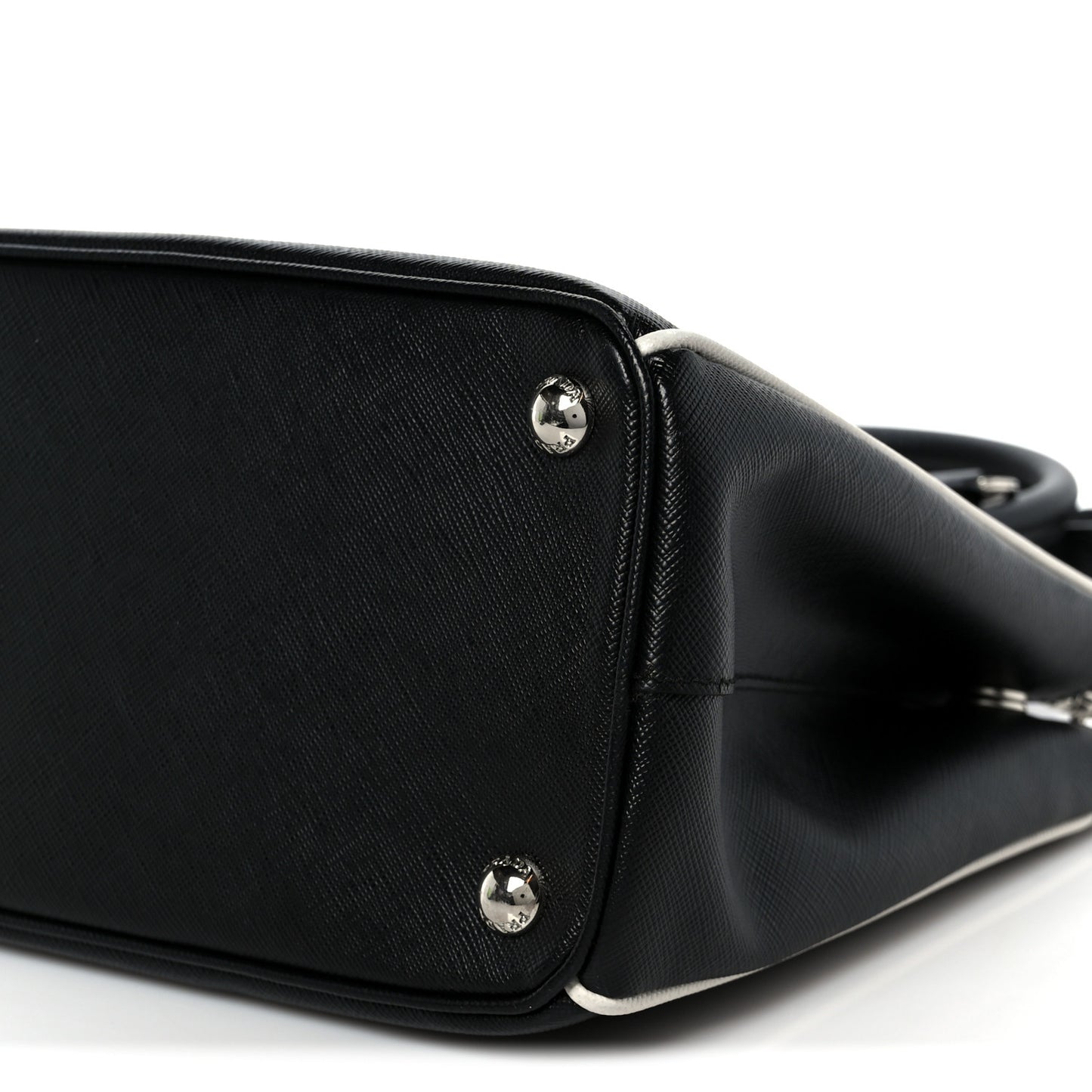 Saffiano Small Galleria Double Zip Tote Black Talco