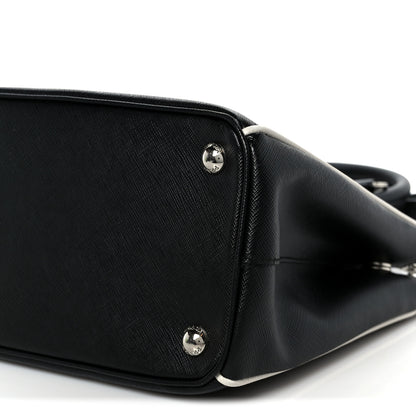 Prada Saffiano Small Galleria Double Zip Tote Black Talco 11 of 11