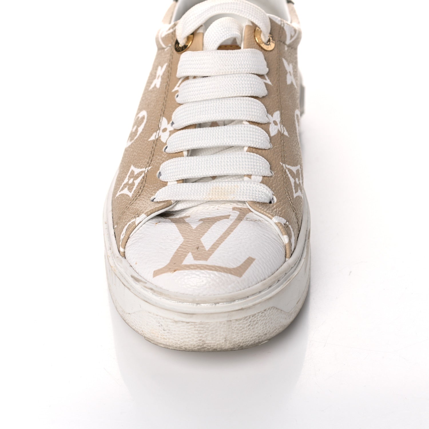 Louis Vuitton Monogram Giant Time Out Sneakers 36 Kaki White Beige 13 of 19