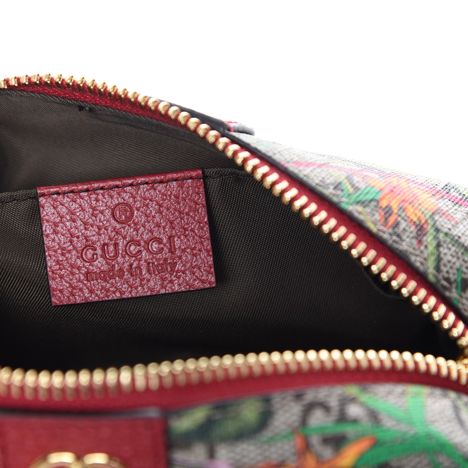 Gucci Soft GG Supreme Monogram Flora Calfskin Small Ophidia Cosmetic Case Beige Ebony Multicolor Rosso 7 of 10