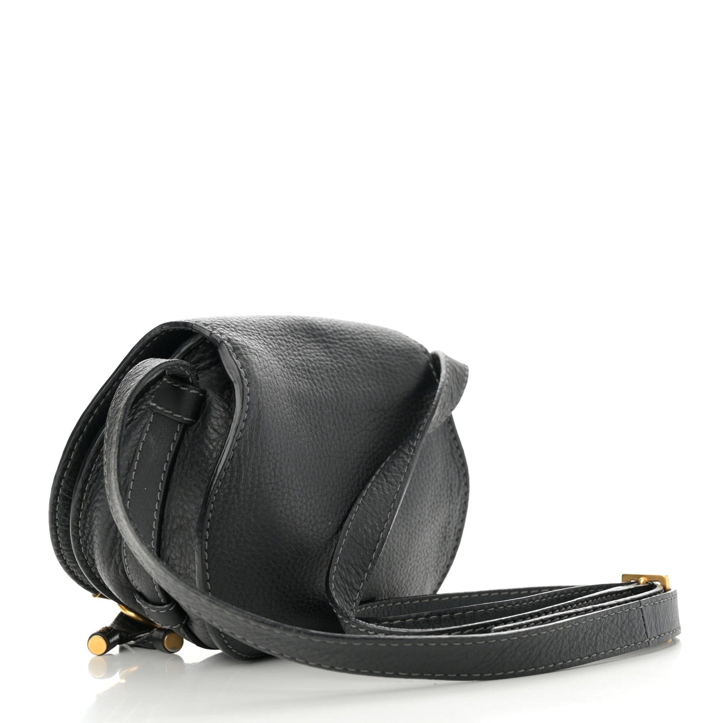 Calfskin Mini Marcie Round Crossbody Bag Black