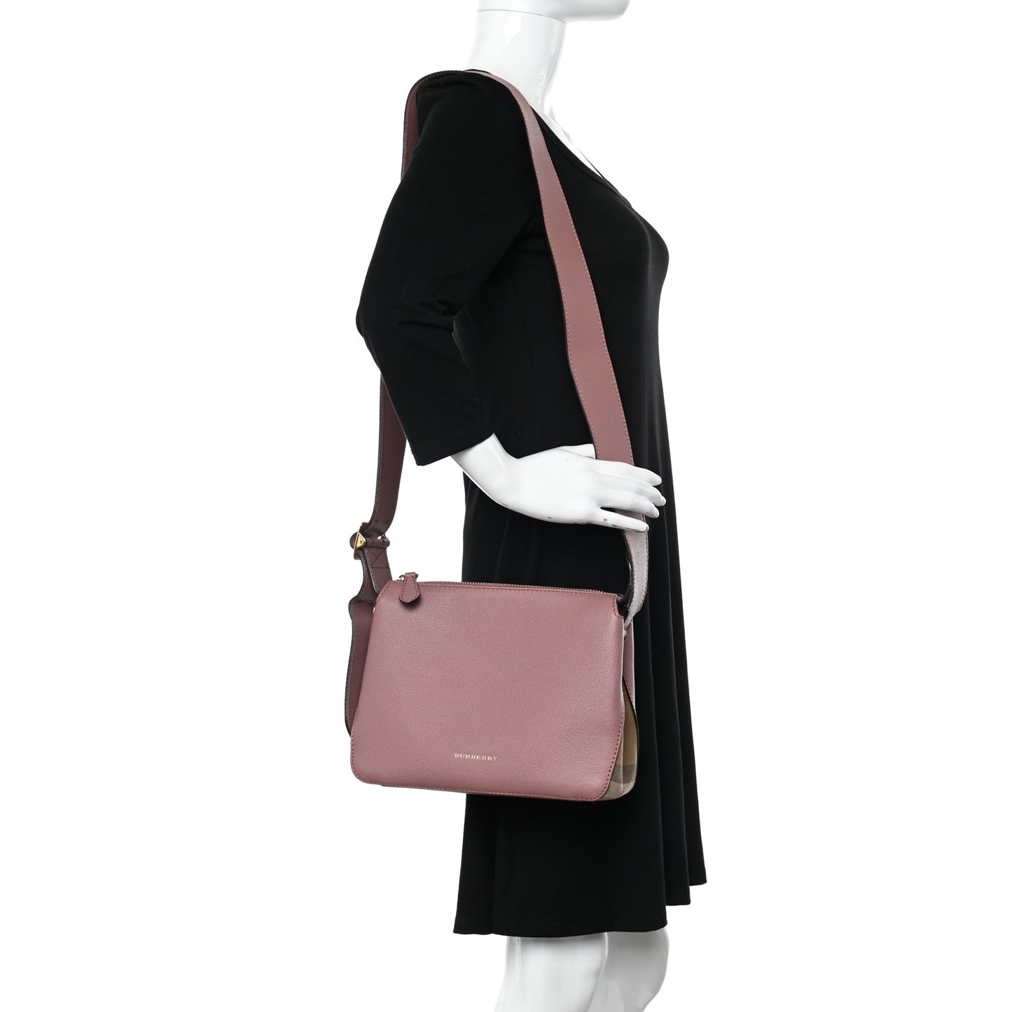 Soft Grain Calfskin House Check Small Helmsley Crossbody Dusty Pink