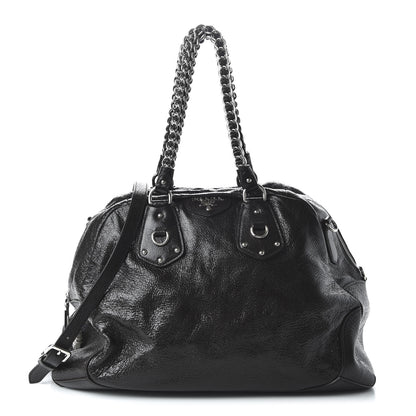 Prada Cervo Lux Chain Dome Satchel Black 1 of 10