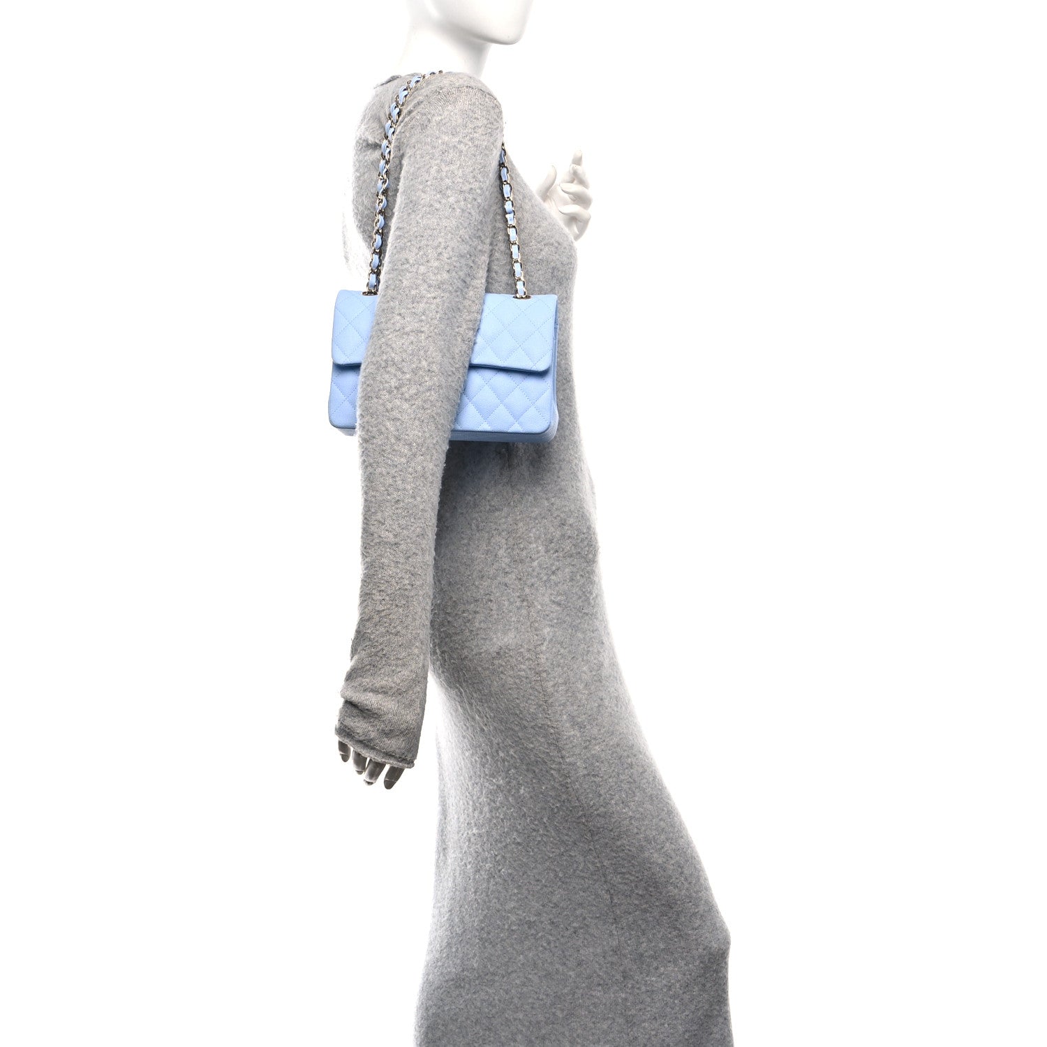 Chanel Caviar Quilted Small Double Flap Light Blue 2 of 12