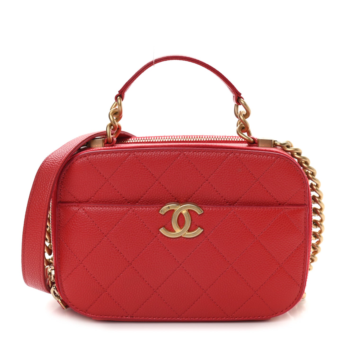 Caviar Quilted Small Camera Case Red