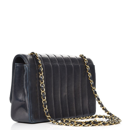 Chanel Lambskin Vertical Quilted Medium Single Flap Navy 3 of 15