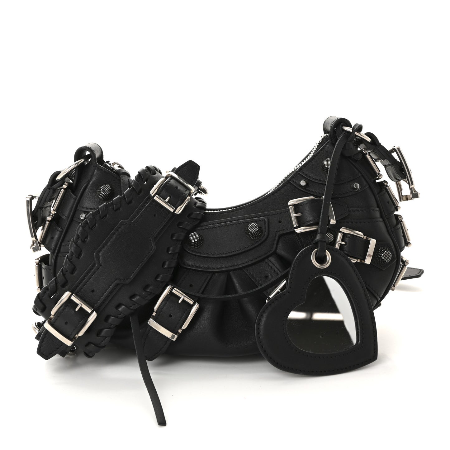 Calfskin Le Cagole With Buckles Shoulder Bag XS Black