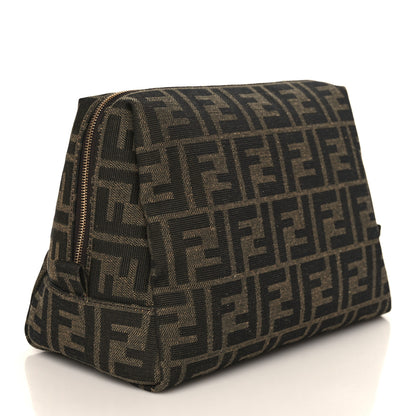 Fendi Fabric Jacquard FF 1974 Medium Trapezoid Beauty Pouch Tobacco Moro Black 3 of 9