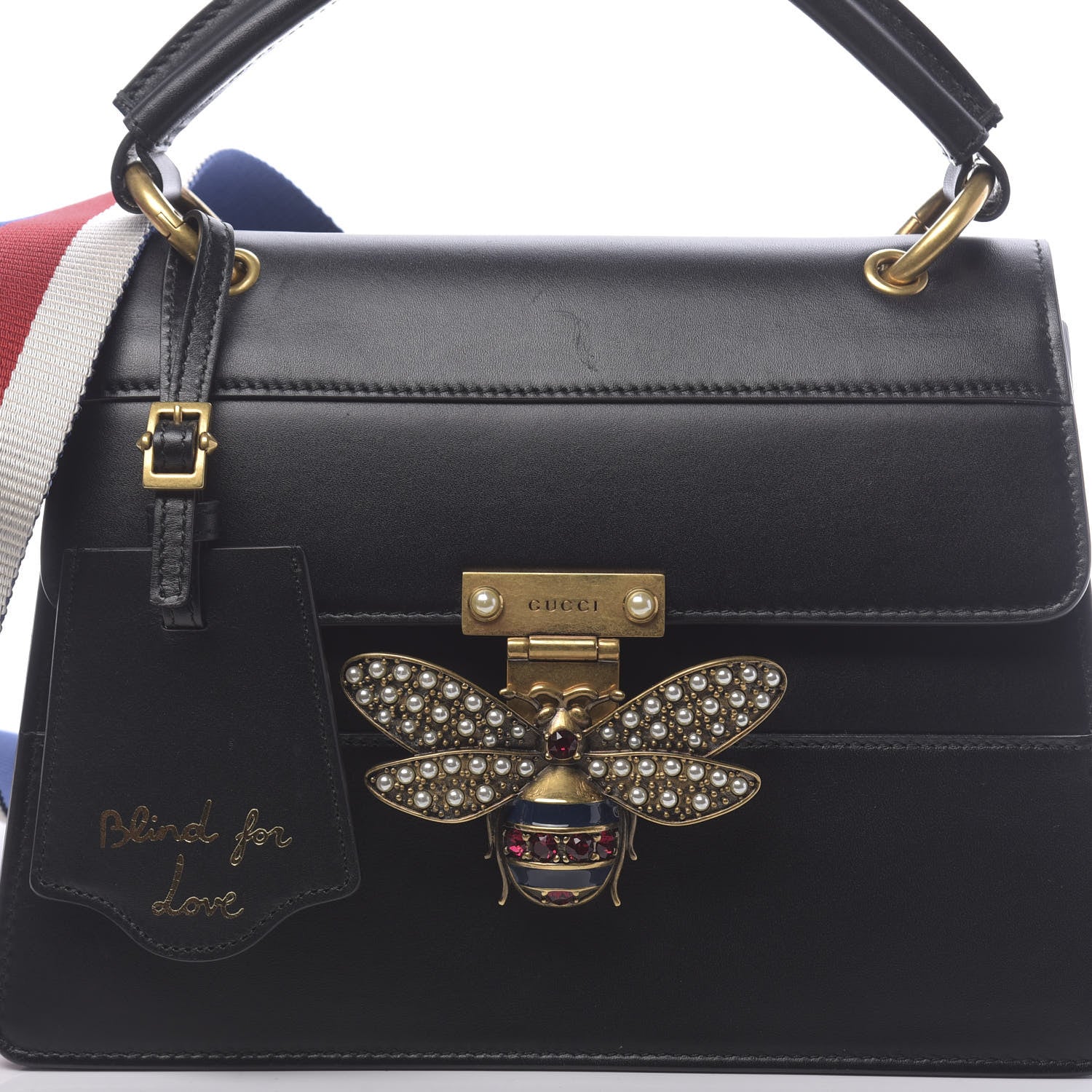 Gucci Calfskin Sylvie Web Small Queen Margaret Top Handle Bag Black 13 of 13