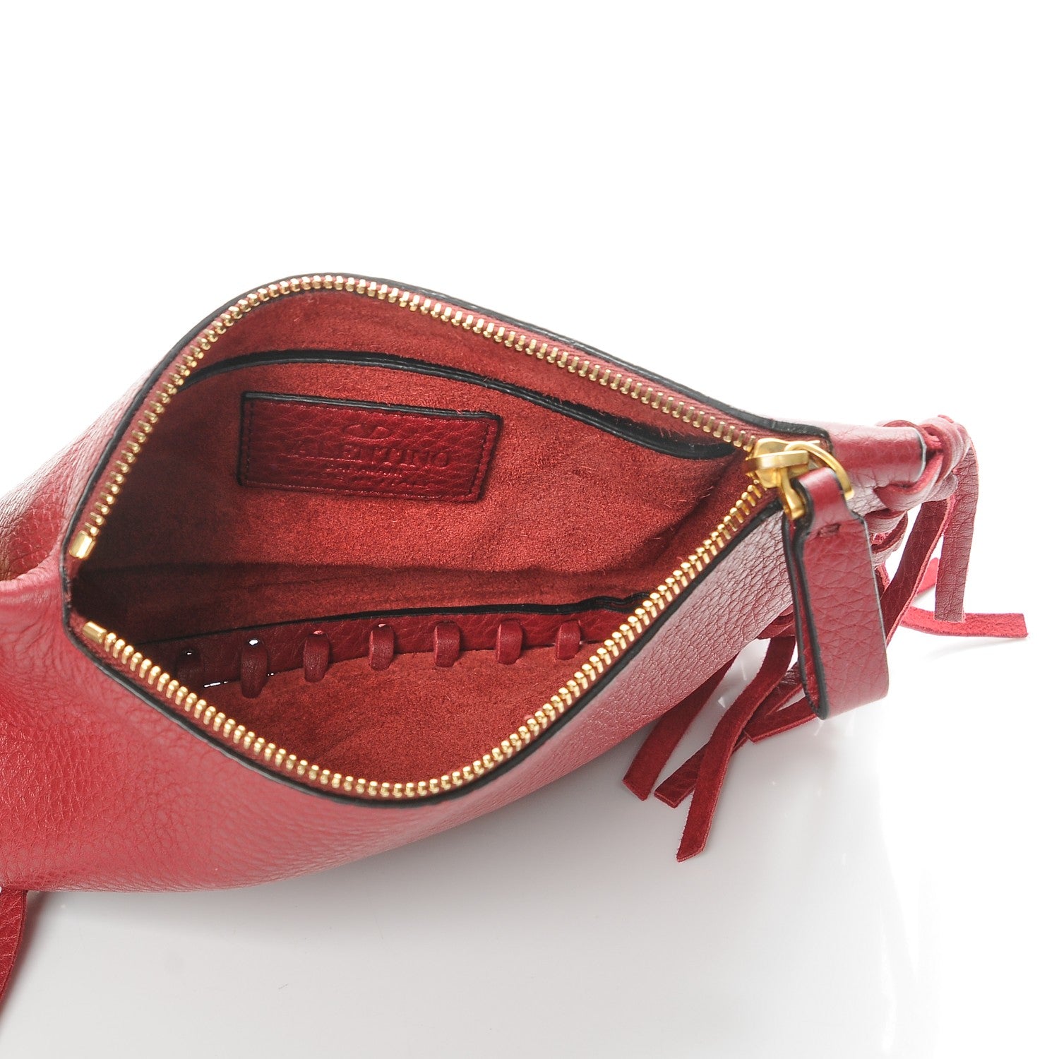 Valentino Garavani Grained Calfskin C-Rockee Sagittarius Fringe Clutch Scarlet 5 of 6