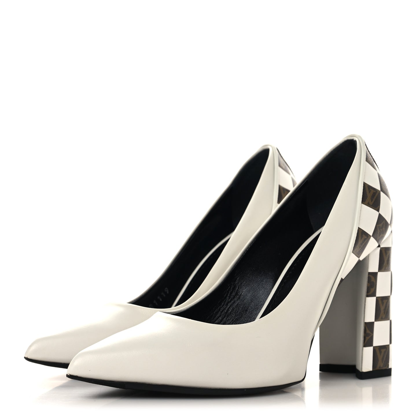 Calfskin Monogram Damier Tressage Matchmake Pumps 37.5 White