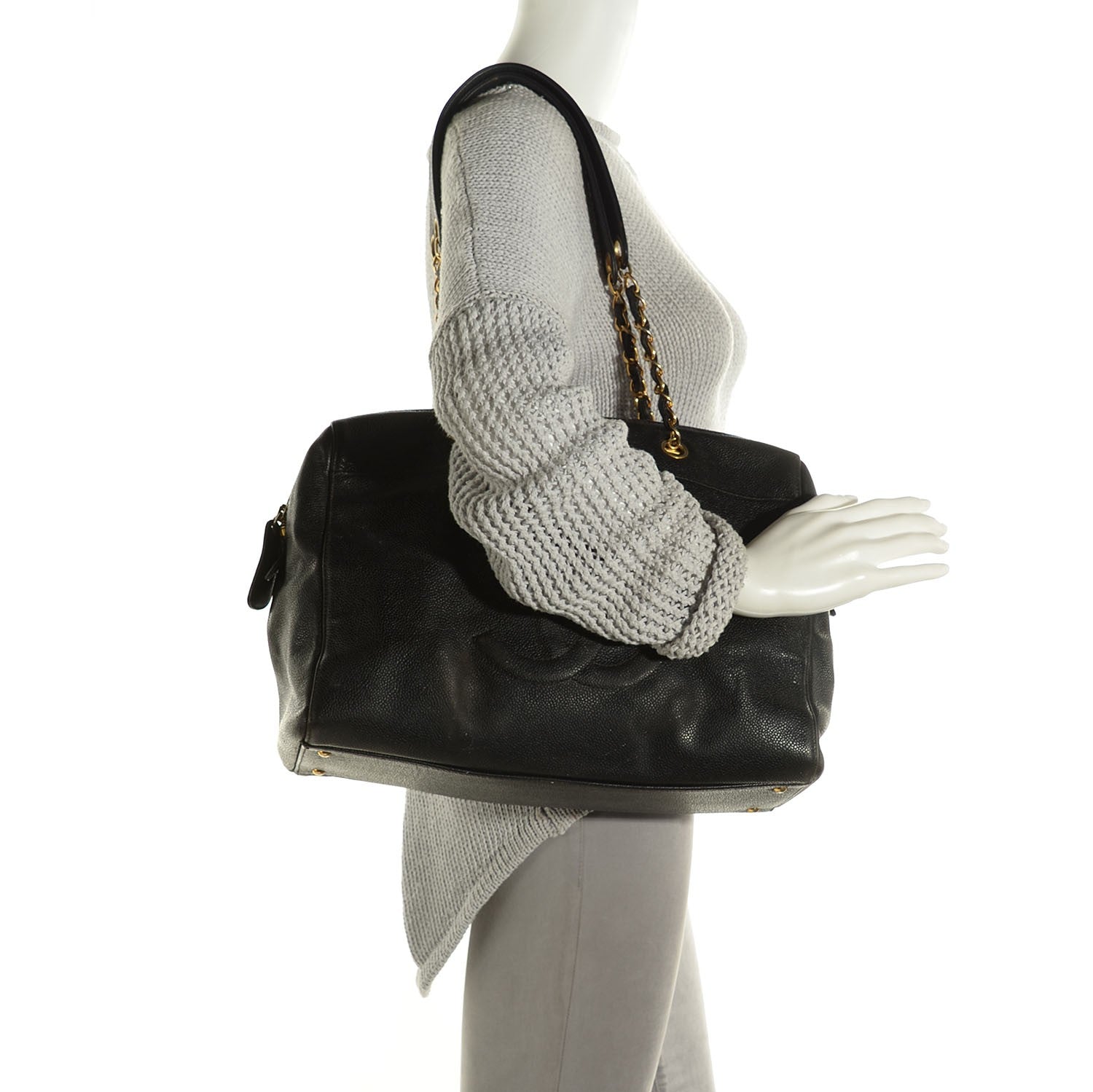 Chanel Caviar Large CC Shoulder Bag Black 2 of 7