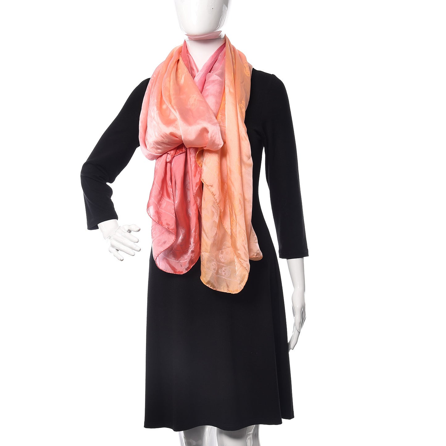 Silk Degrade Skull Scarf Pink