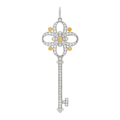Tiffany Platinum 18K Yellow Gold Yellow Diamond Victoria Key Pendant 1 of 4