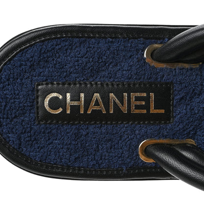 Chanel Lambskin Fabric CC Thong Sandals 40.5 Black Dark Navy 7 of 8